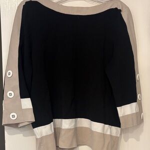 Black and Beige Button Sleeve shirt. Great cruise wear. Nylon texture